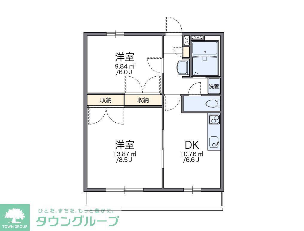 レオパレス城北A(2DK/2階)の間取り写真