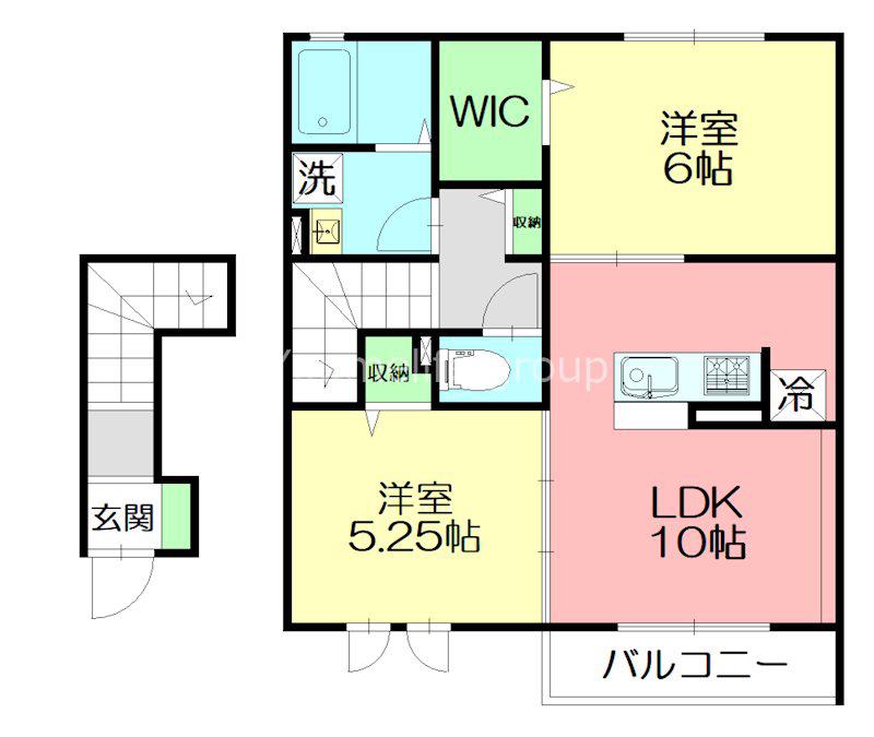 蒼の杜 風(2LDK/2階)の間取り写真