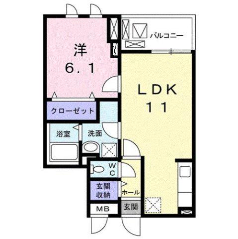 KSコート奈良ウエスト(1LDK/3階)の間取り写真