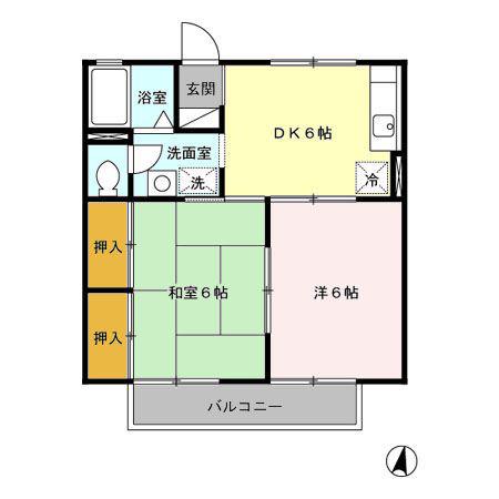 カーサ旭(2DK/2階)の間取り写真