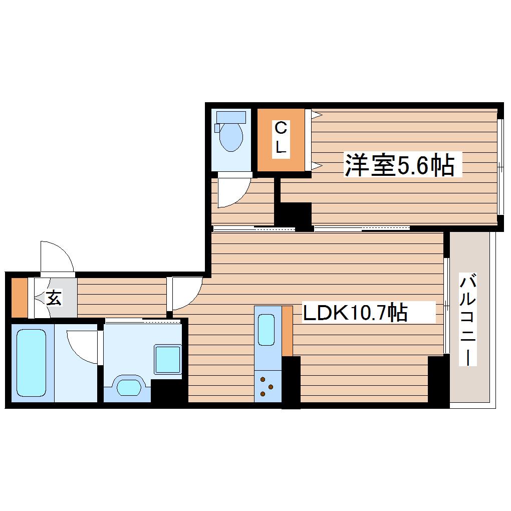 BIANCA愛宕橋(1LDK/3階)の間取り写真