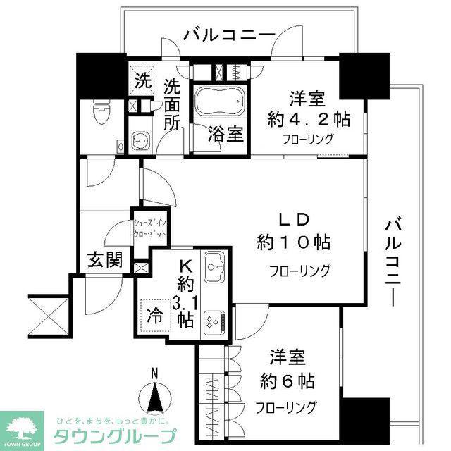 ザ・パークハウス川口本町(2LDK/18階)の間取り写真