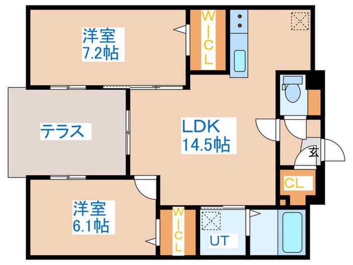 ラクラス大通東(2LDK/1階)の間取り写真