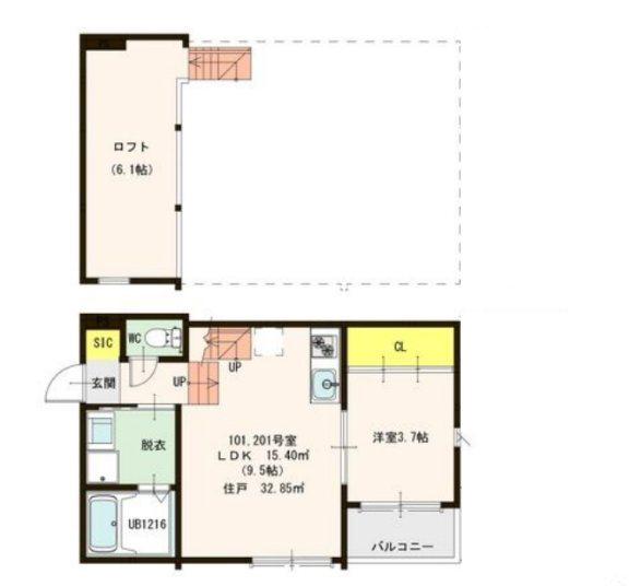 STAGE苗代町(1LDK/2階)の間取り写真