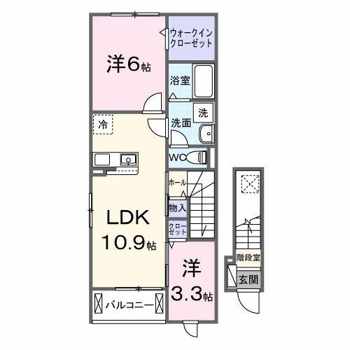ヒカルサ岐阜琴塚サウス(2LDK/2階)の間取り写真