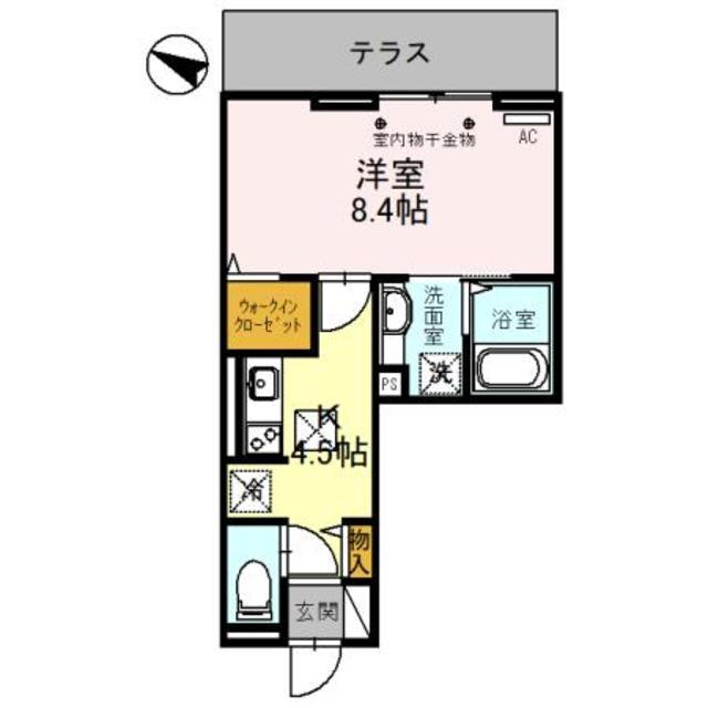 D-SERENO下藤沢(1K/1階)の間取り写真