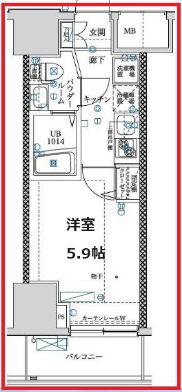 フェルクルールプレスト青戸(1K/5階)の間取り写真