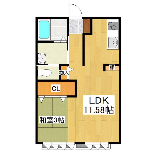 みらい平寮(1LDK/2階)の間取り写真