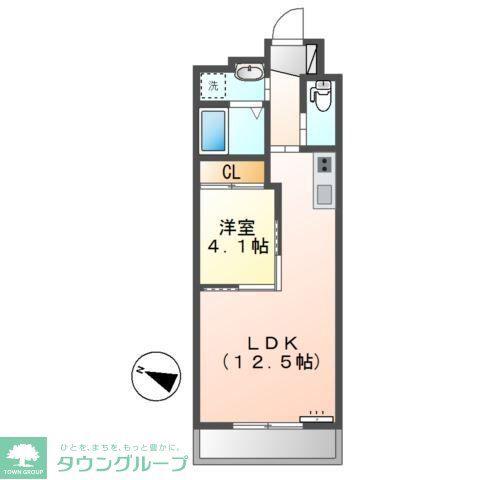 サンパレス小山(1LDK/3階)の間取り写真