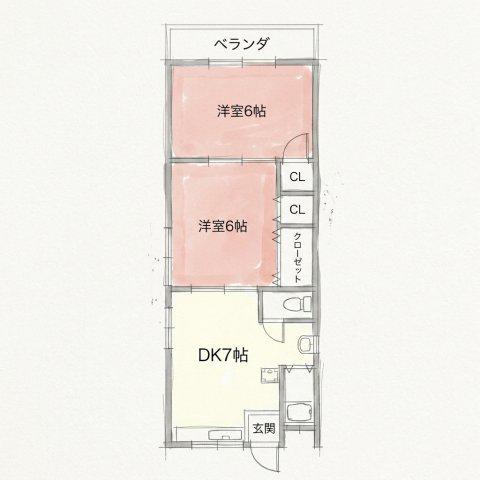 大和マンション(2DK/3階)の間取り写真