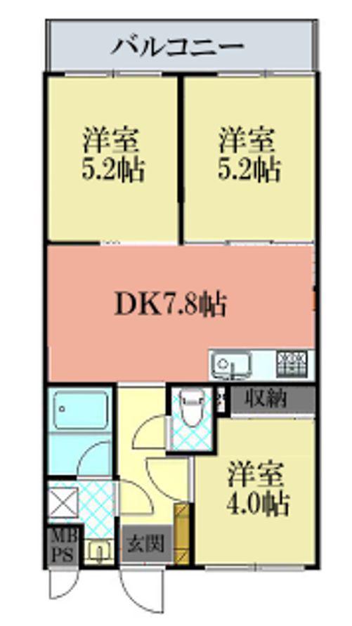 ダイカンプラザ湘南久里浜(3DK/3階)の間取り写真