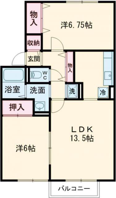 グリーンヒルズ(2LDK/2階)の間取り写真