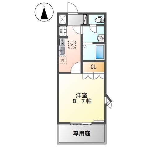 グレイシャス(1K/1階)の間取り写真
