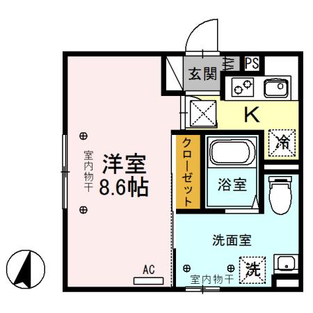 HIGASHISHIRO PARK HOUSE(1K/2階)の間取り写真