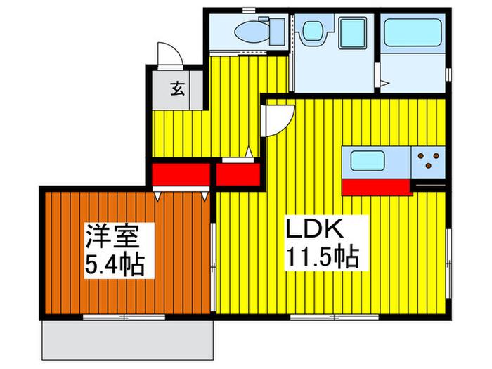 ル・トレゾール(1LDK/1階)の間取り写真
