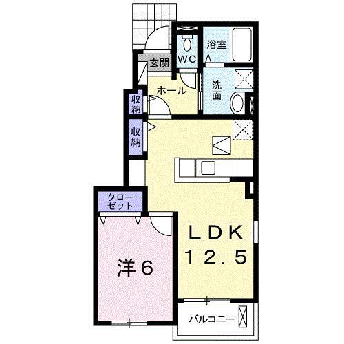エーデル シュロス(1LDK/1階)の間取り写真