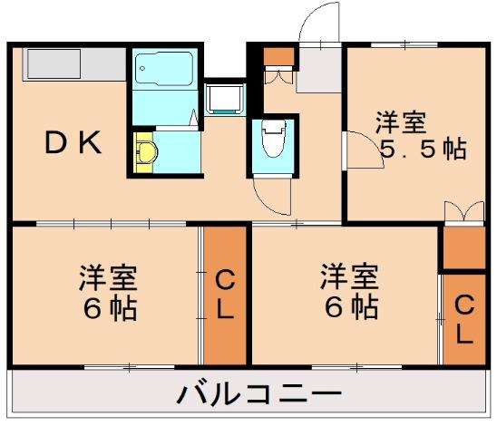 ビレッジハウス則松(3DK/2階)の間取り写真