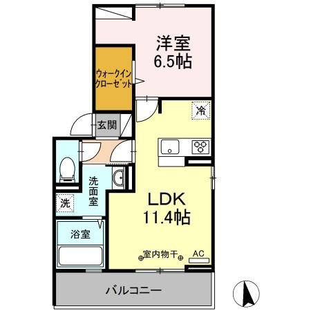 ラシュレ(1LDK/1階)の間取り写真