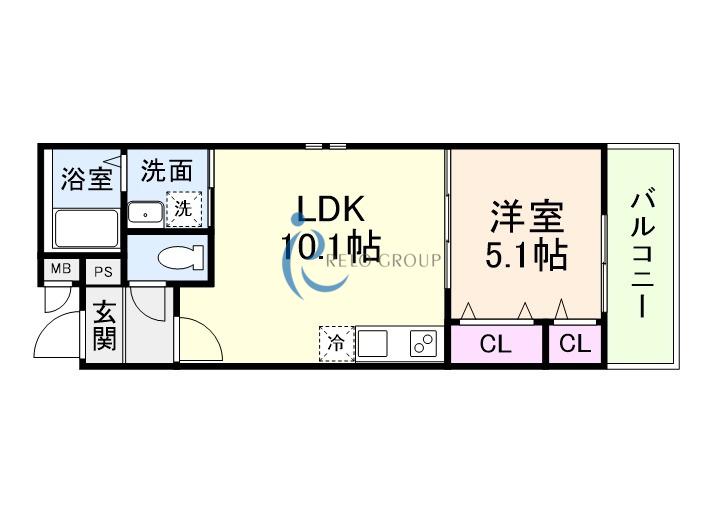CHARME PARKSIDE I(1LDK/3階)の間取り写真