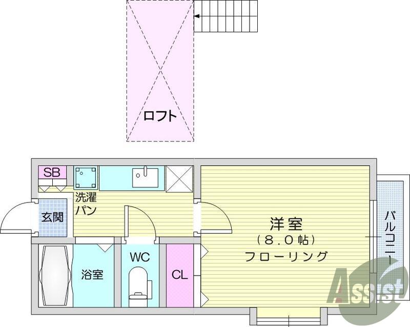 アヴァンセ富沢南壱番館(1K/1階)の間取り写真