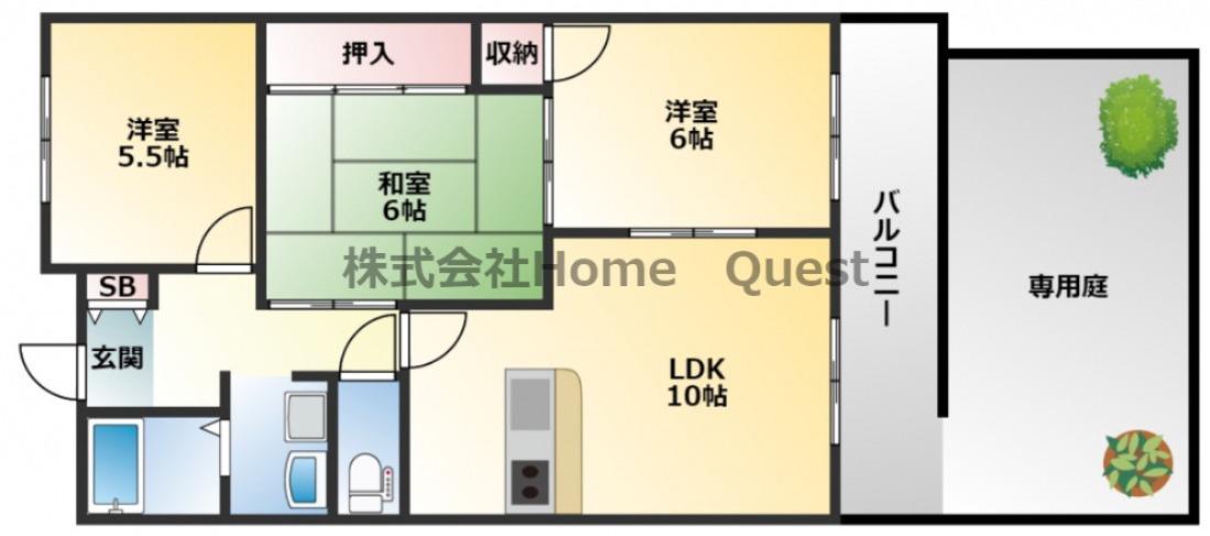 フルカワハイム(3LDK/1階)の間取り写真