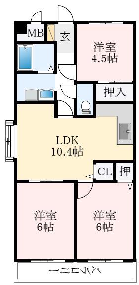 ルミエール藤井寺(3LDK/6階)の間取り写真