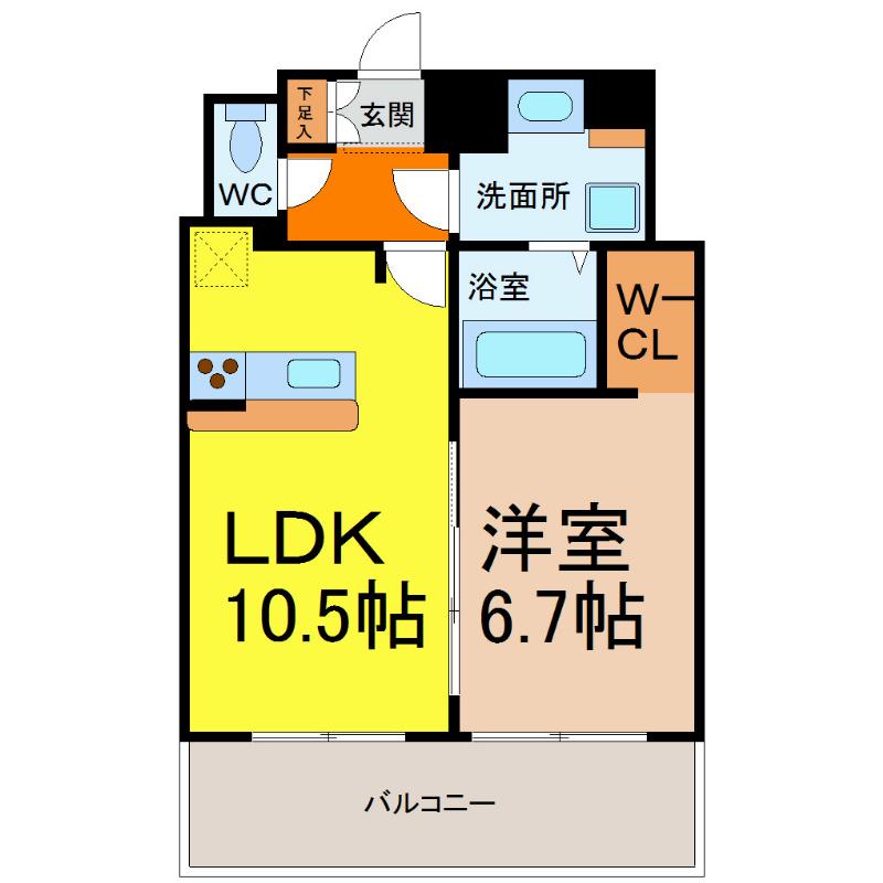 プレサンス名古屋STATIONビジュ(1LDK/15階)の間取り写真