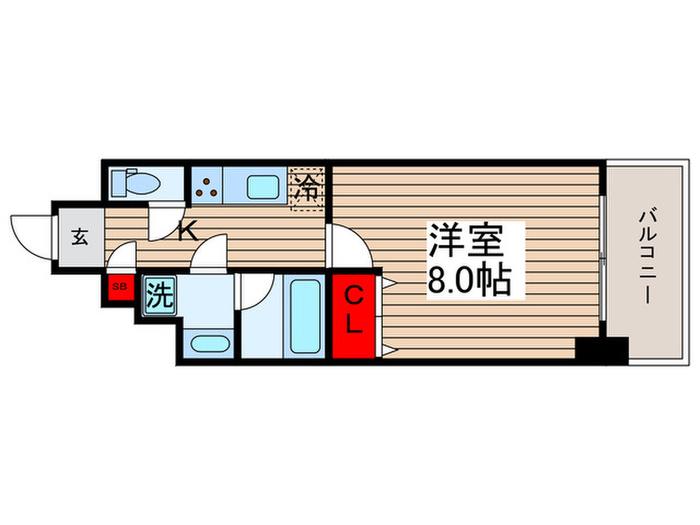 ジェイステージ南砂町パークサイド(1K/4階)の間取り写真