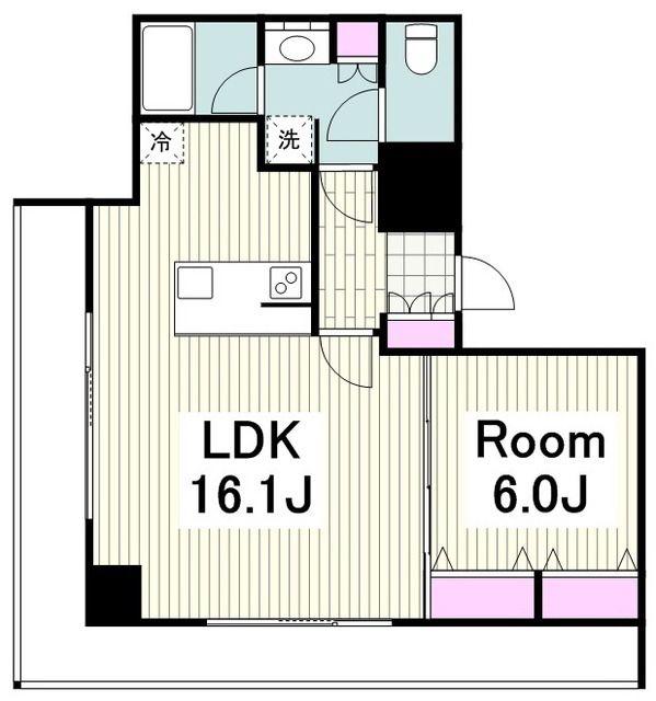 パシフィックロイヤルコートみなとみらい アーバンタワー(1LDK/11階)の間取り写真
