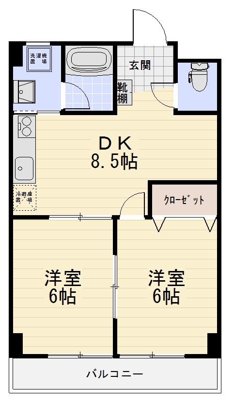 オオトクハイツ(2DK/4階)の間取り写真