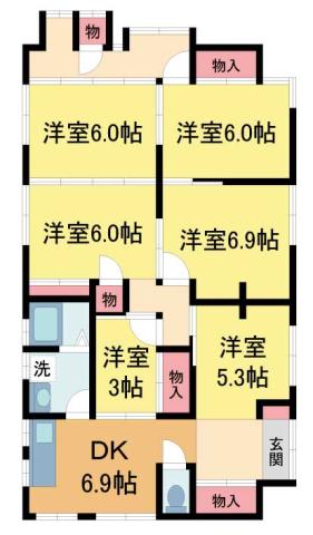 春日荘(6DK/1階)の間取り写真