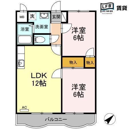 サンパティーク桜木II(2LDK/1階)の間取り写真