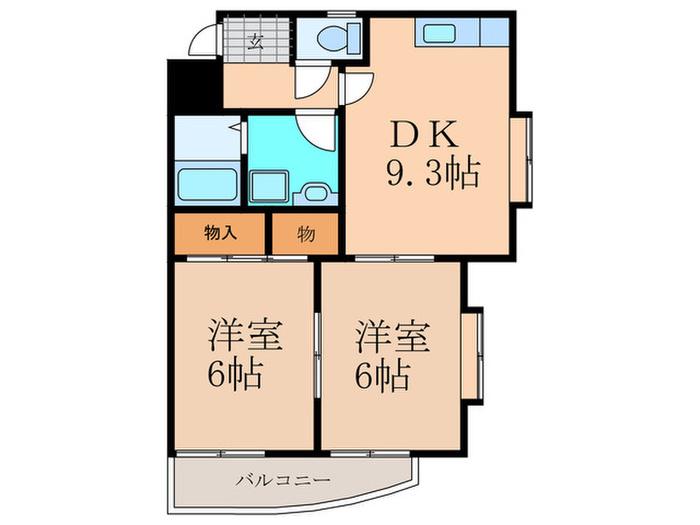 志井サンフェリカ(2DK/3階)の間取り写真
