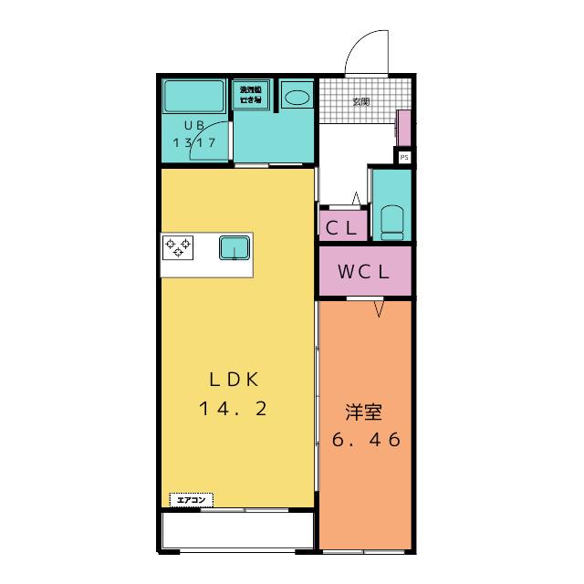 グランドゥール大岩(1LDK/4階)の間取り写真