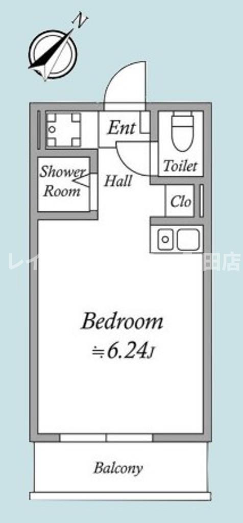 フェリシアス(ワンルーム/2階)の間取り写真