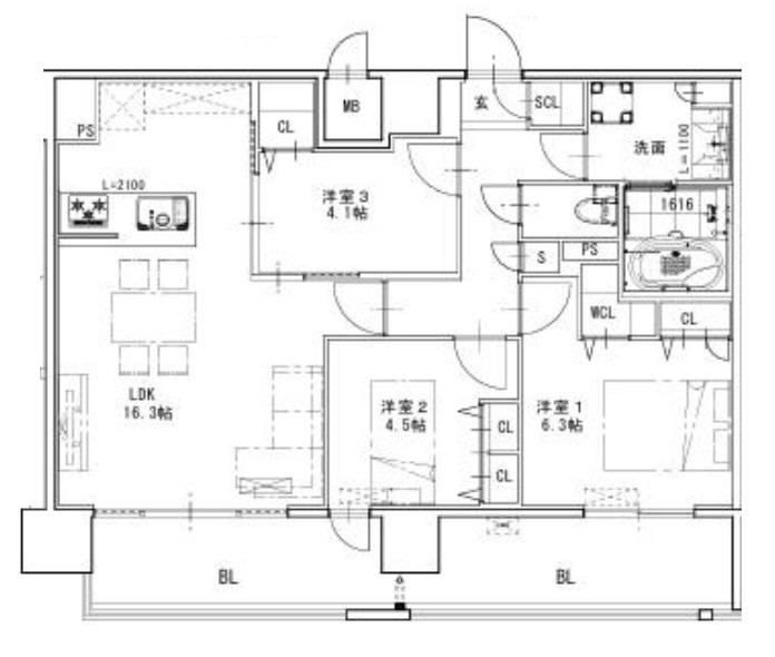 SーRESIDENCE博多駅東AWESOME(3LDK/13階)の間取り写真