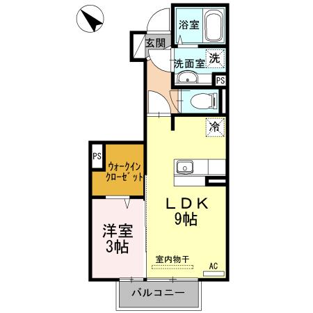 メルヴィーユ(1LDK/1階)の間取り写真