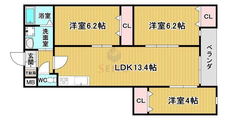 BJ.DA.VINCI(3LDK/4階)の間取り写真