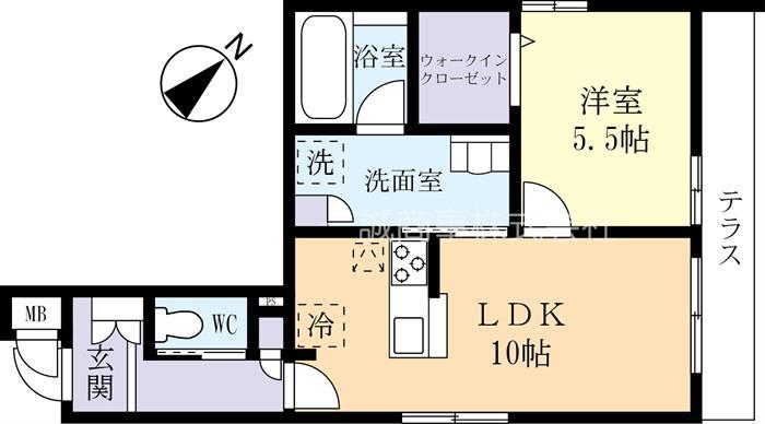 コートルクス流星台(1LDK/1階)の間取り写真