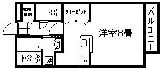 ムーンライトヴィラ(ワンルーム/2階)の間取り写真