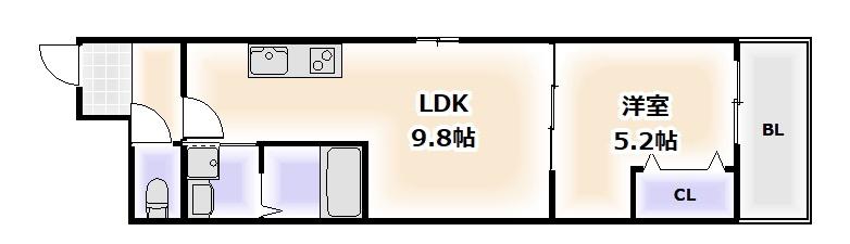 CHARME PARKSIDE(1LDK/1階)の間取り写真