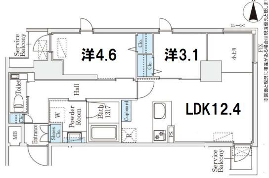 STANDZ京都二条(2LDK/7階)の間取り写真