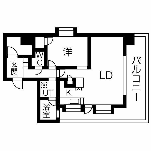 ビエラコート浄水通(1LDK/13階)の間取り写真