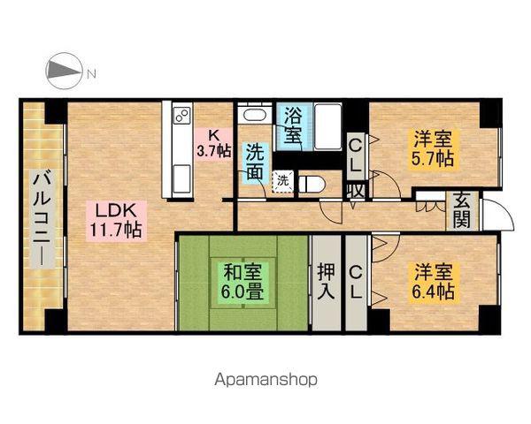 プライムメゾン百道浜(3LDK/1階)の間取り写真
