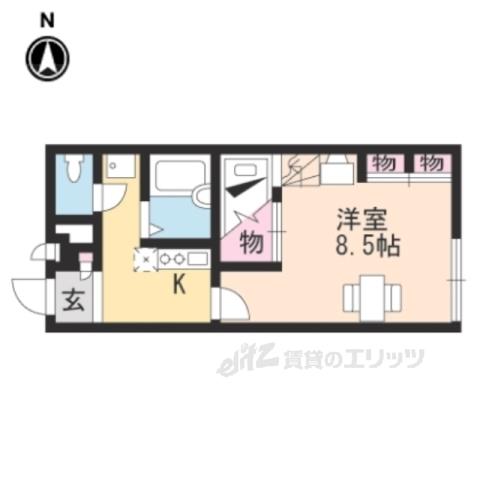 レオパレス蘭(1K/1階)の間取り写真