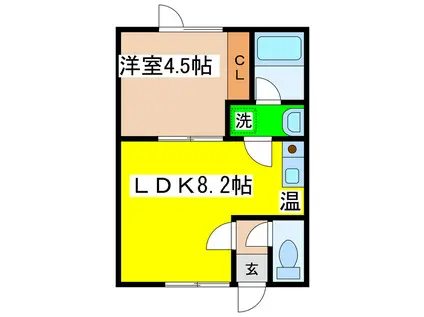 コーポリベラル(1LDK/1階)の間取り写真