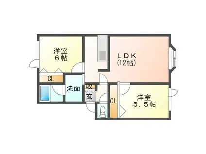 レインボーハウス愛(2LDK/2階)の間取り写真