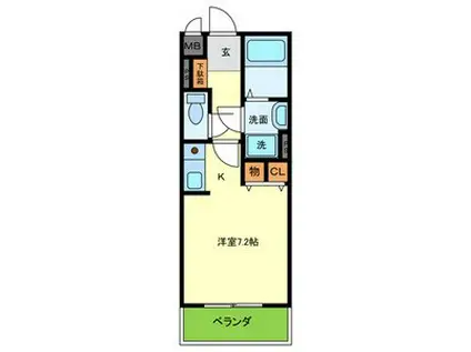 中央メルヴェール江坂(ワンルーム/2階)の間取り写真