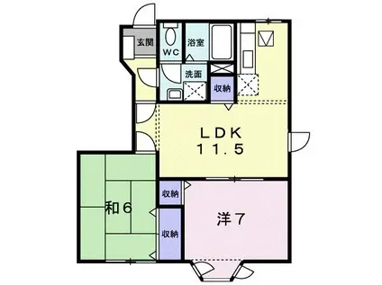 ラシーヌ弐番館(2LDK/1階)の間取り写真
