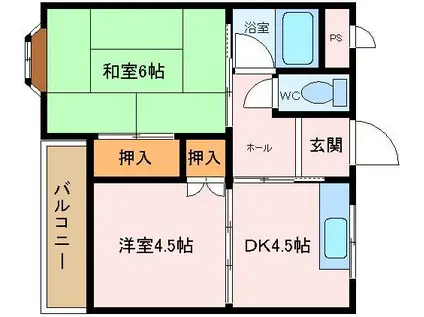 千萩マンションC(2DK/3階)の間取り写真